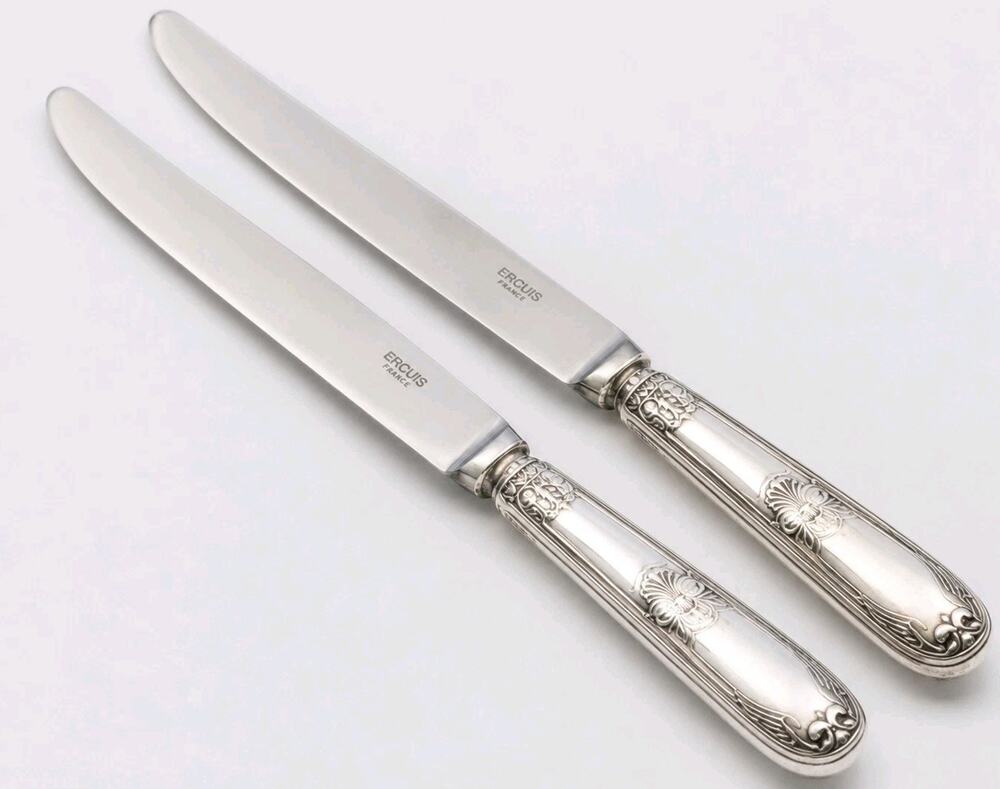 Antique Ercuis France Empire .800 Silver Dinner Knife Pair Knives 10" Sterling